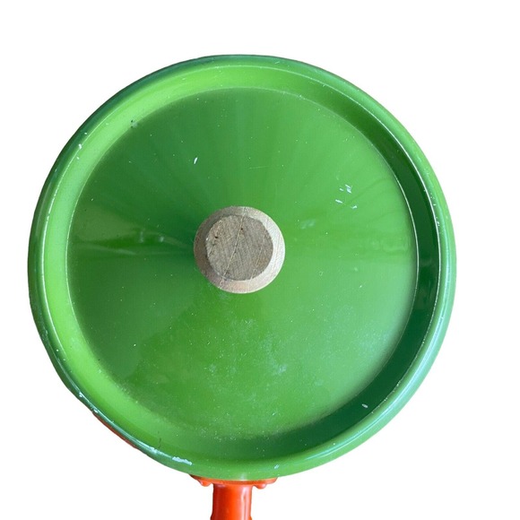 Vtg Shachi Orange Enamelware Fondue Pot W/Lid Wood Handle Mid Century Japan 5” - Picture 5 of 11